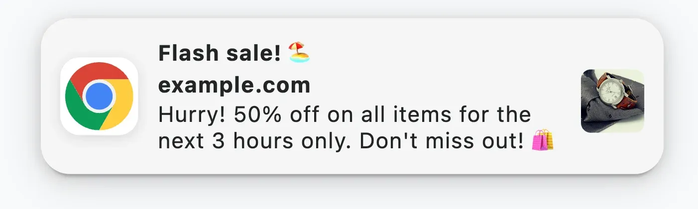 push notification sample with flash sale