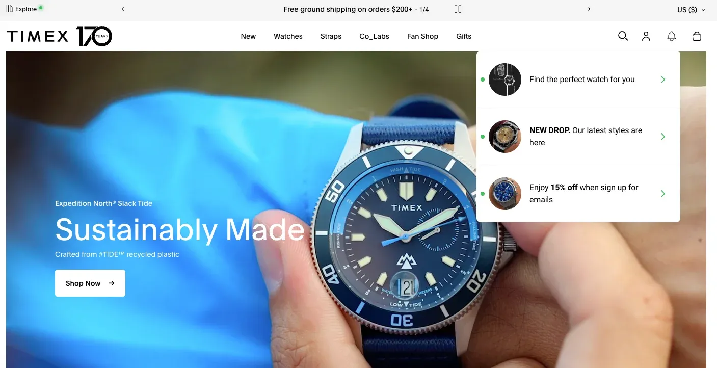 notifications on website