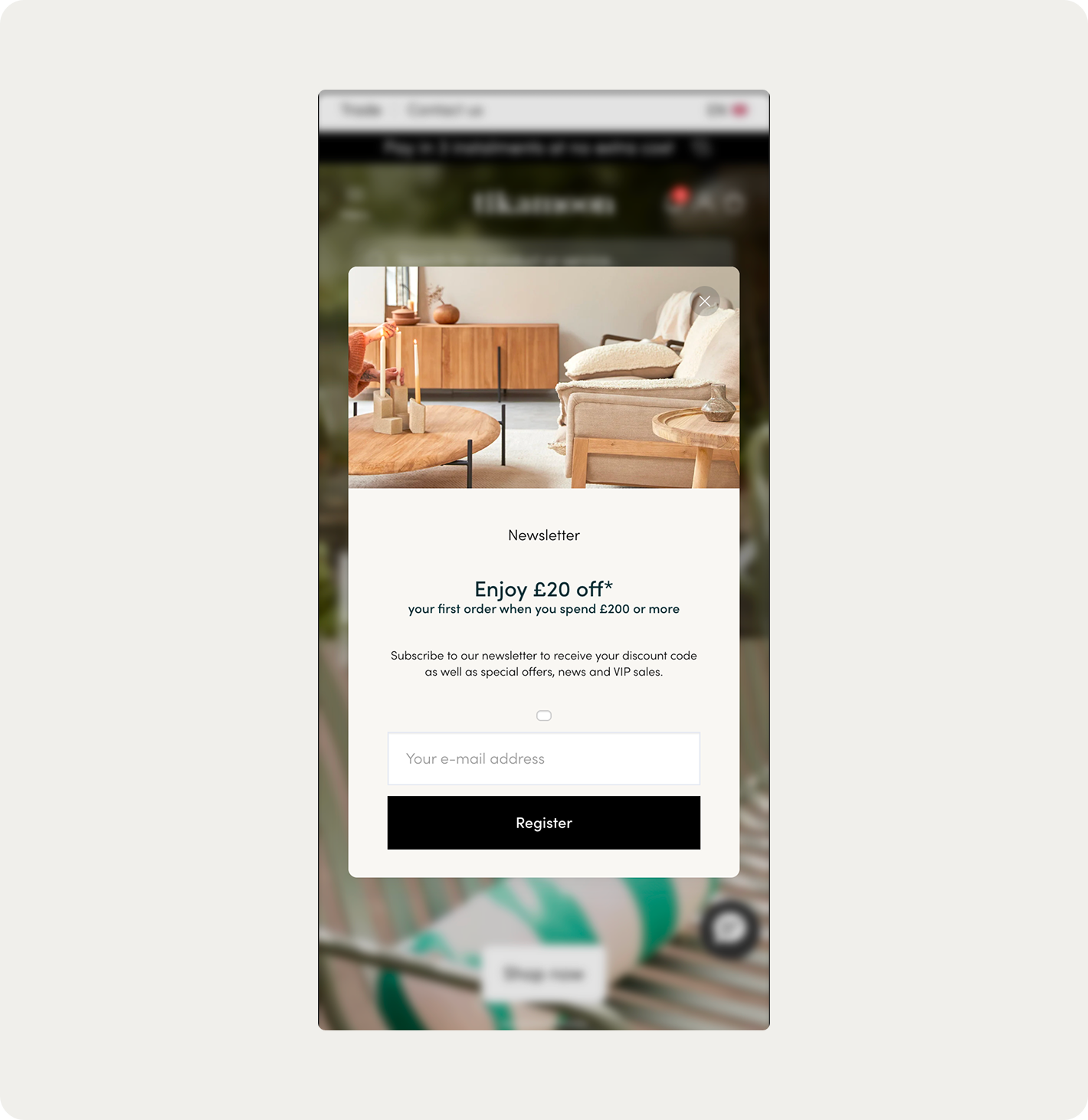 Email capture popup campaign by Tikamoon built in Wisepops