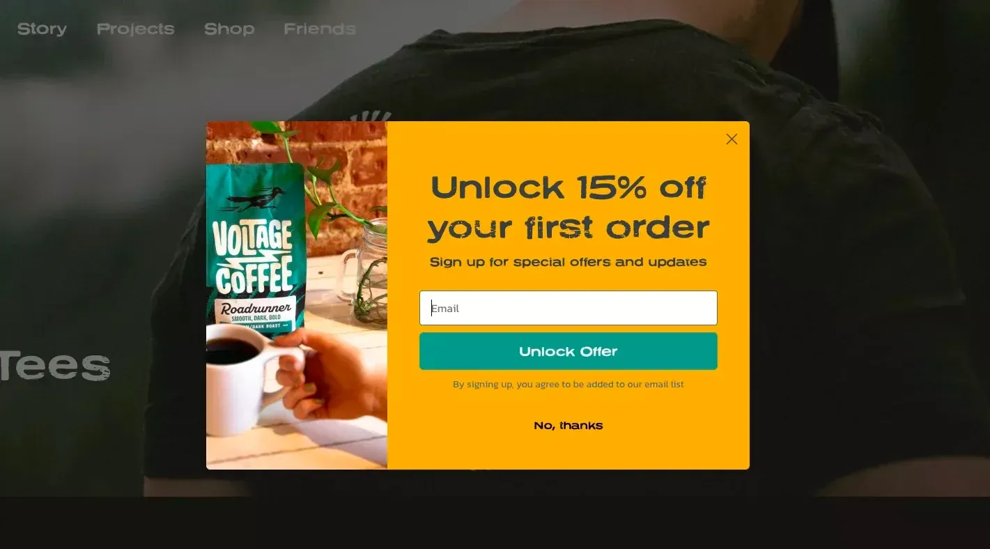 ecommerce popup example