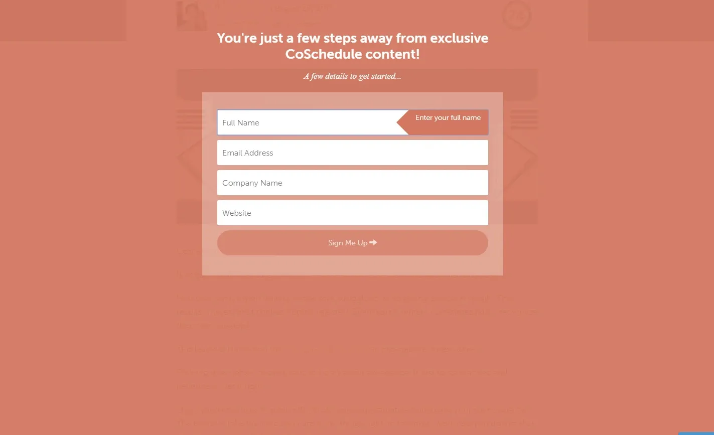an exit pop up on Coschedule