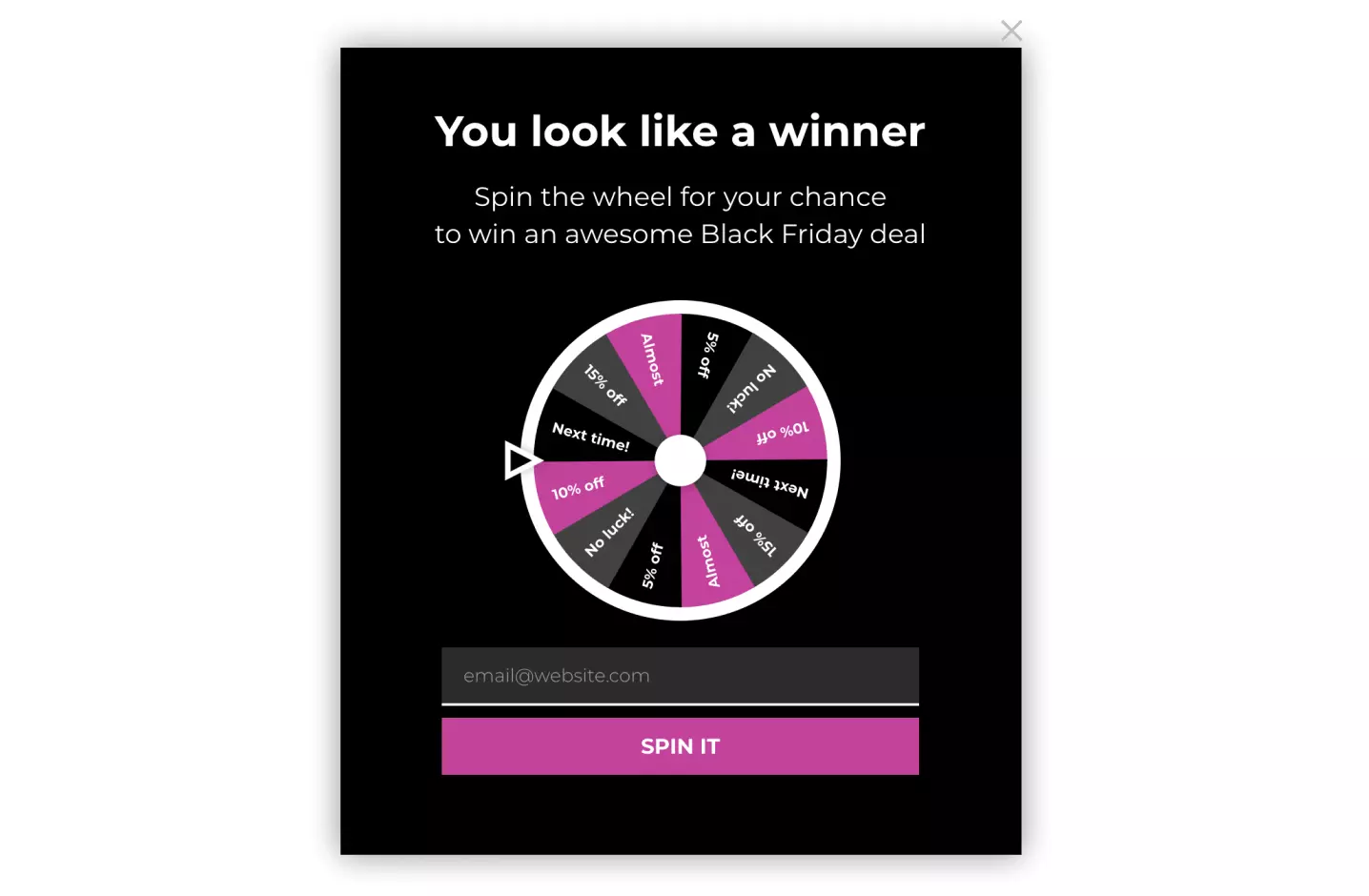 spin-to-win gamified popup for black friday