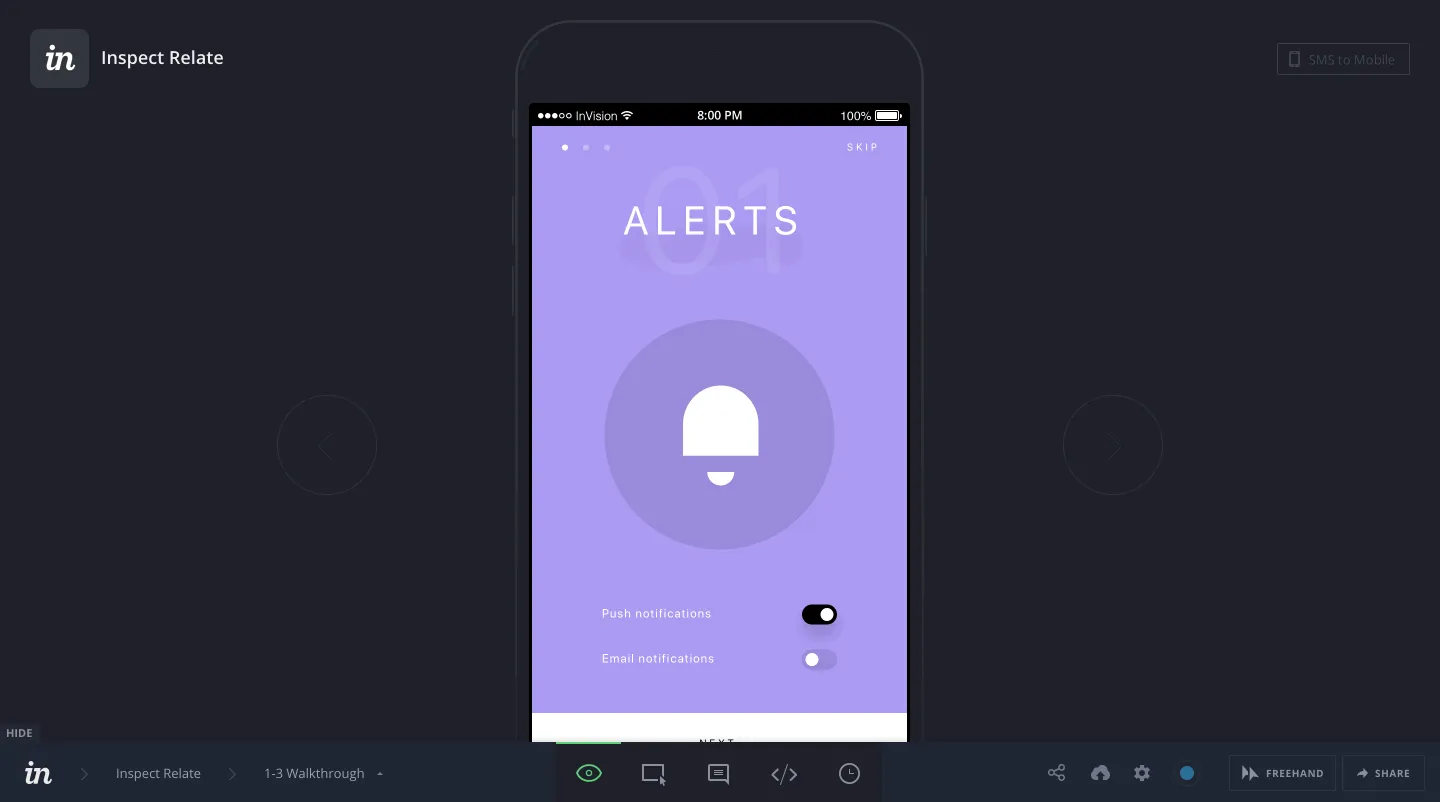 A screen of Invision - commenting option