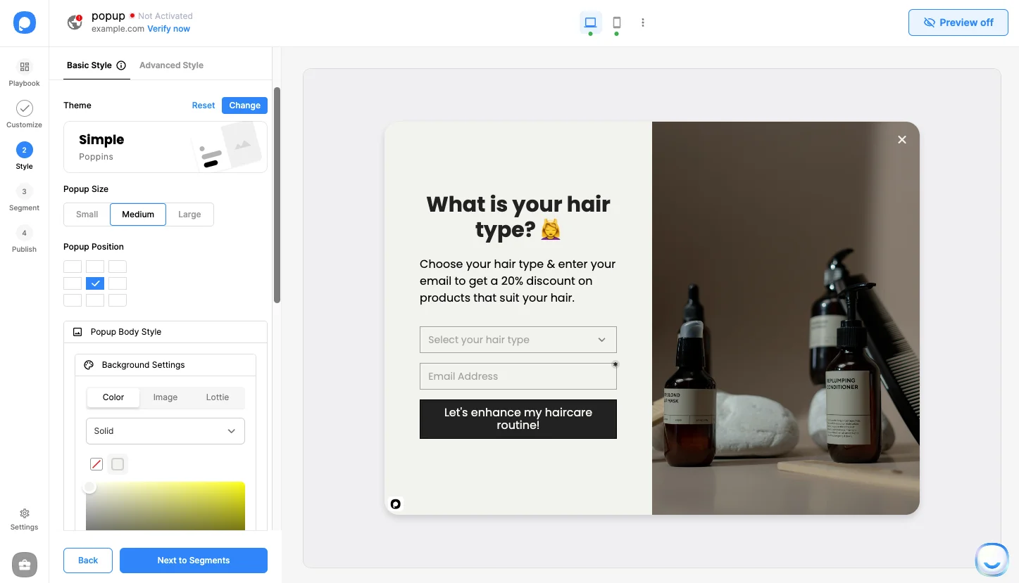 popupsmart popup tool editor