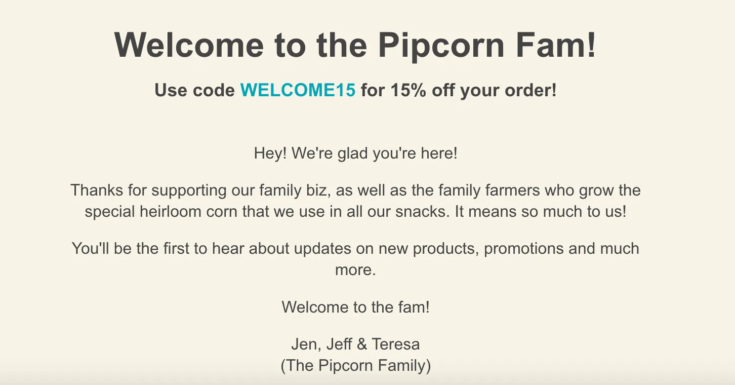 welcome email example