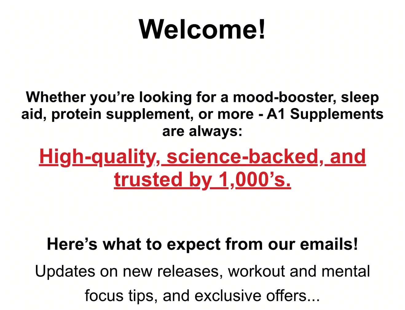 welcome message with power words