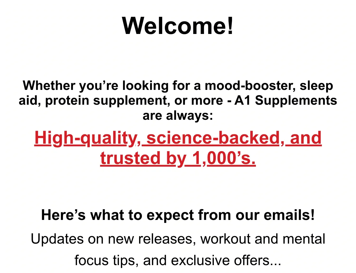 welcome message with powerful words