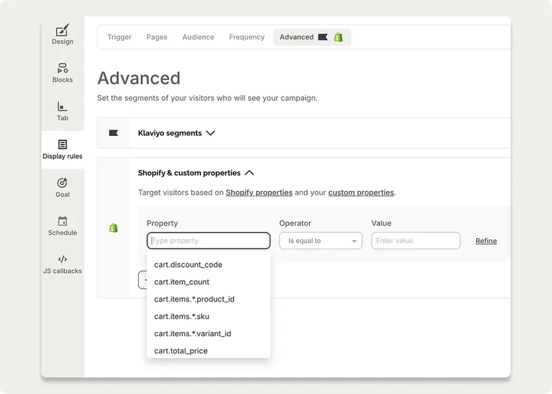 Wisepops audience and segment targeting