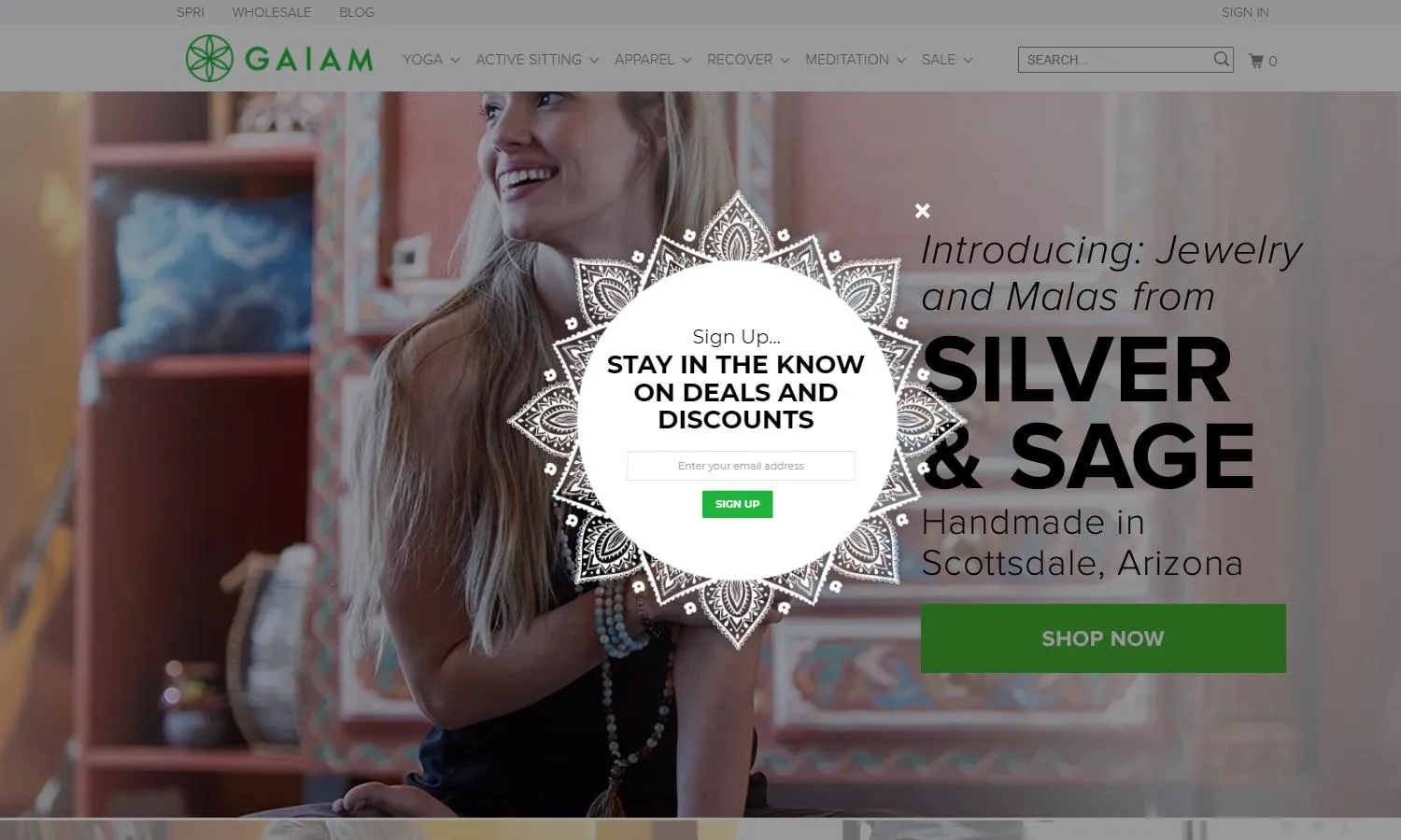 A time-based popup on Gaiam.com, a leading Shopify store