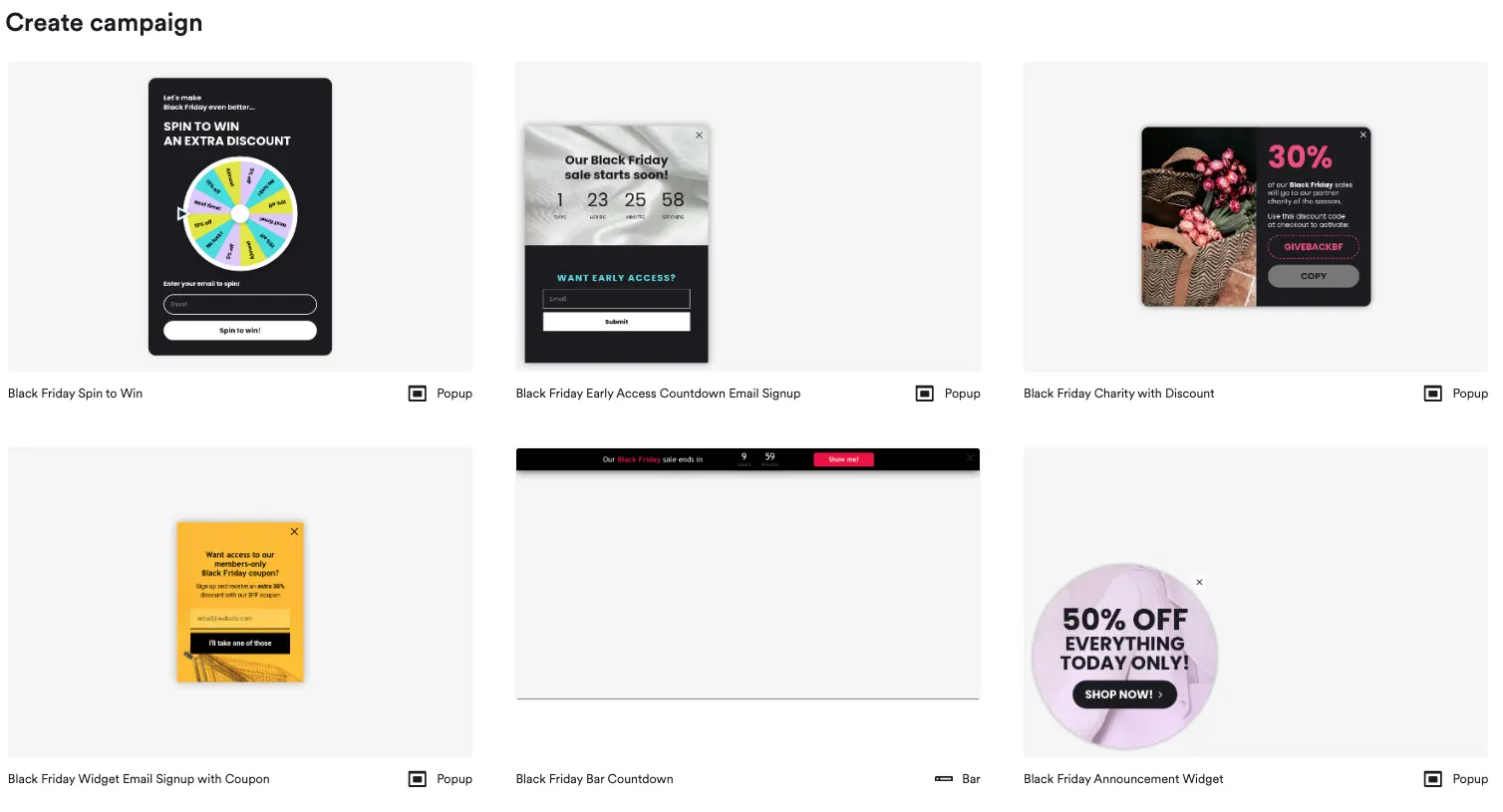 black friday popup templates