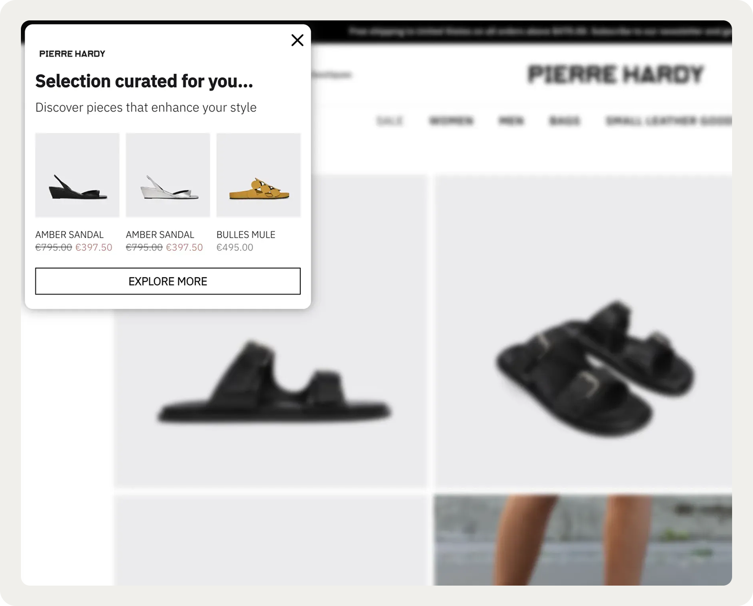 product recommendations in popup