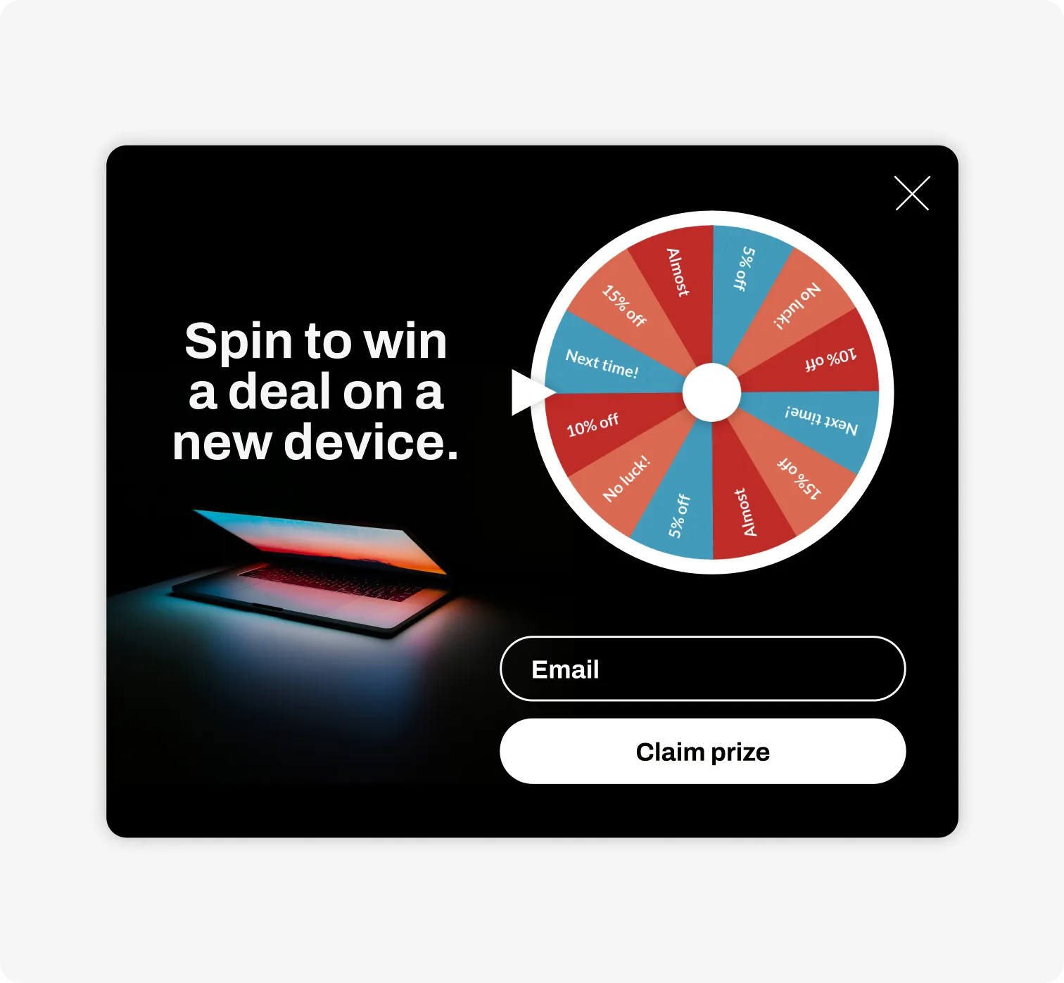 spin to win sales popup example