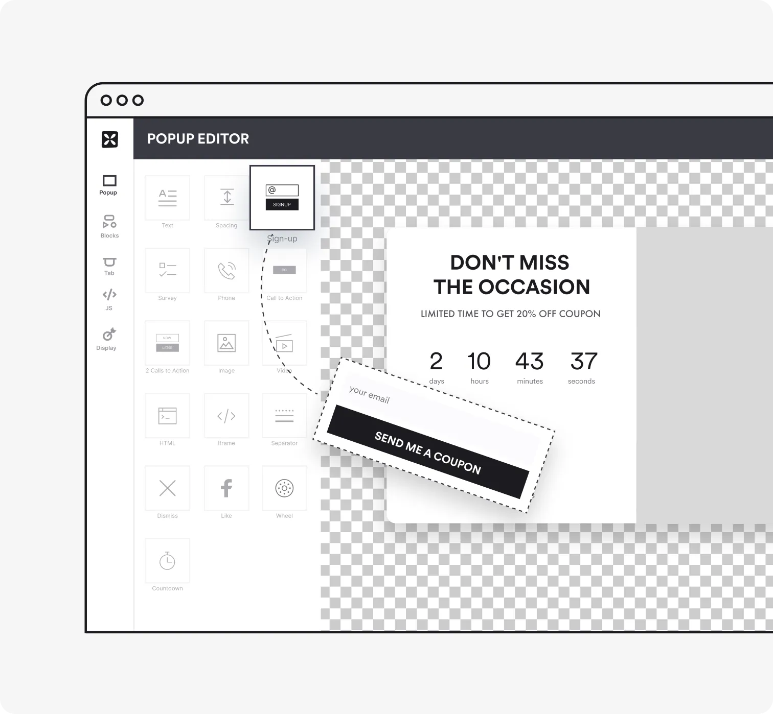 Customize popup design 