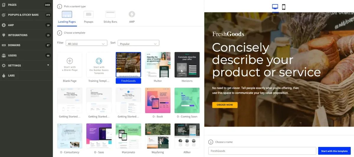 an Unbounce landing page