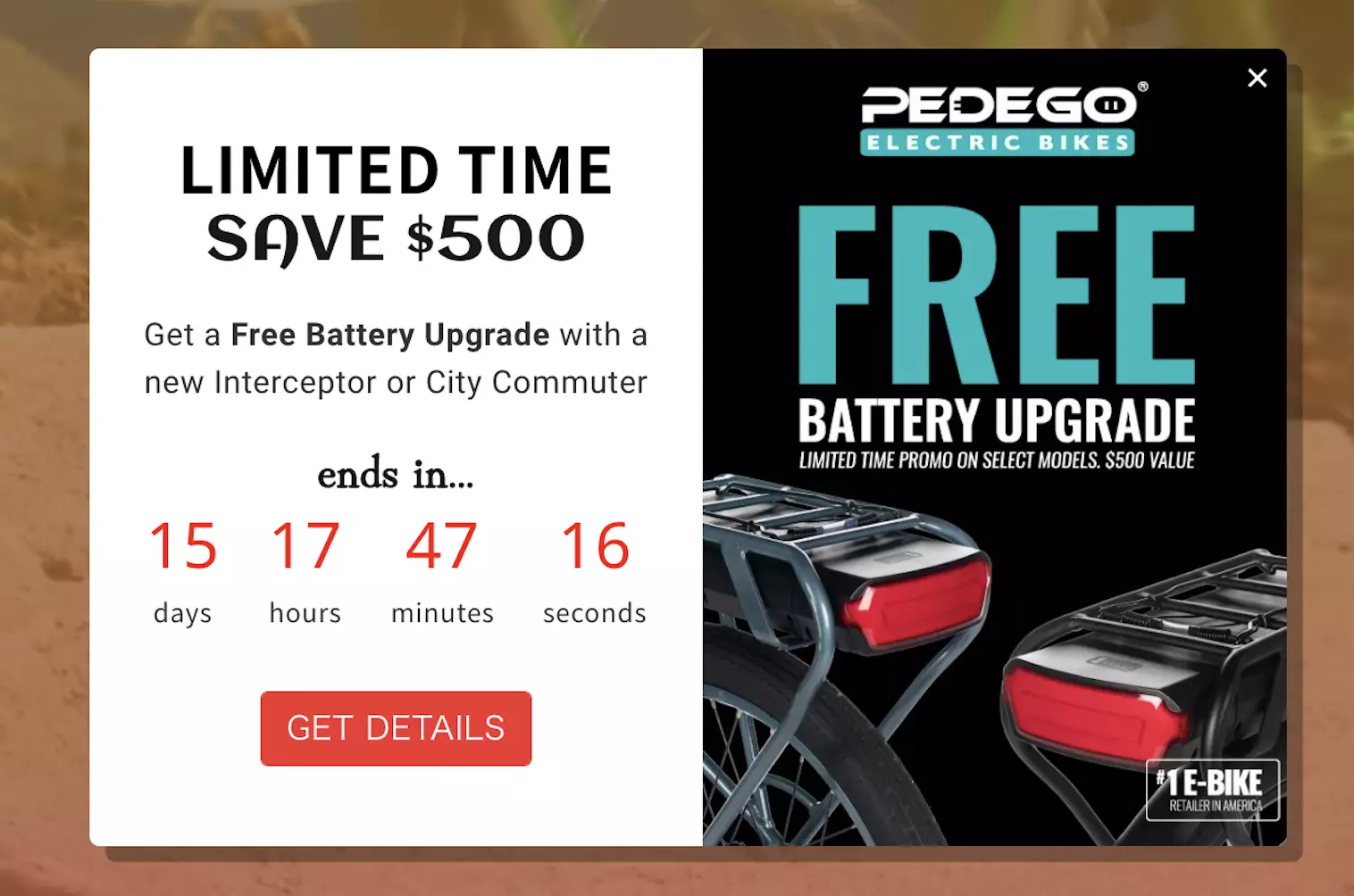 countdown timer popup made with wisepops