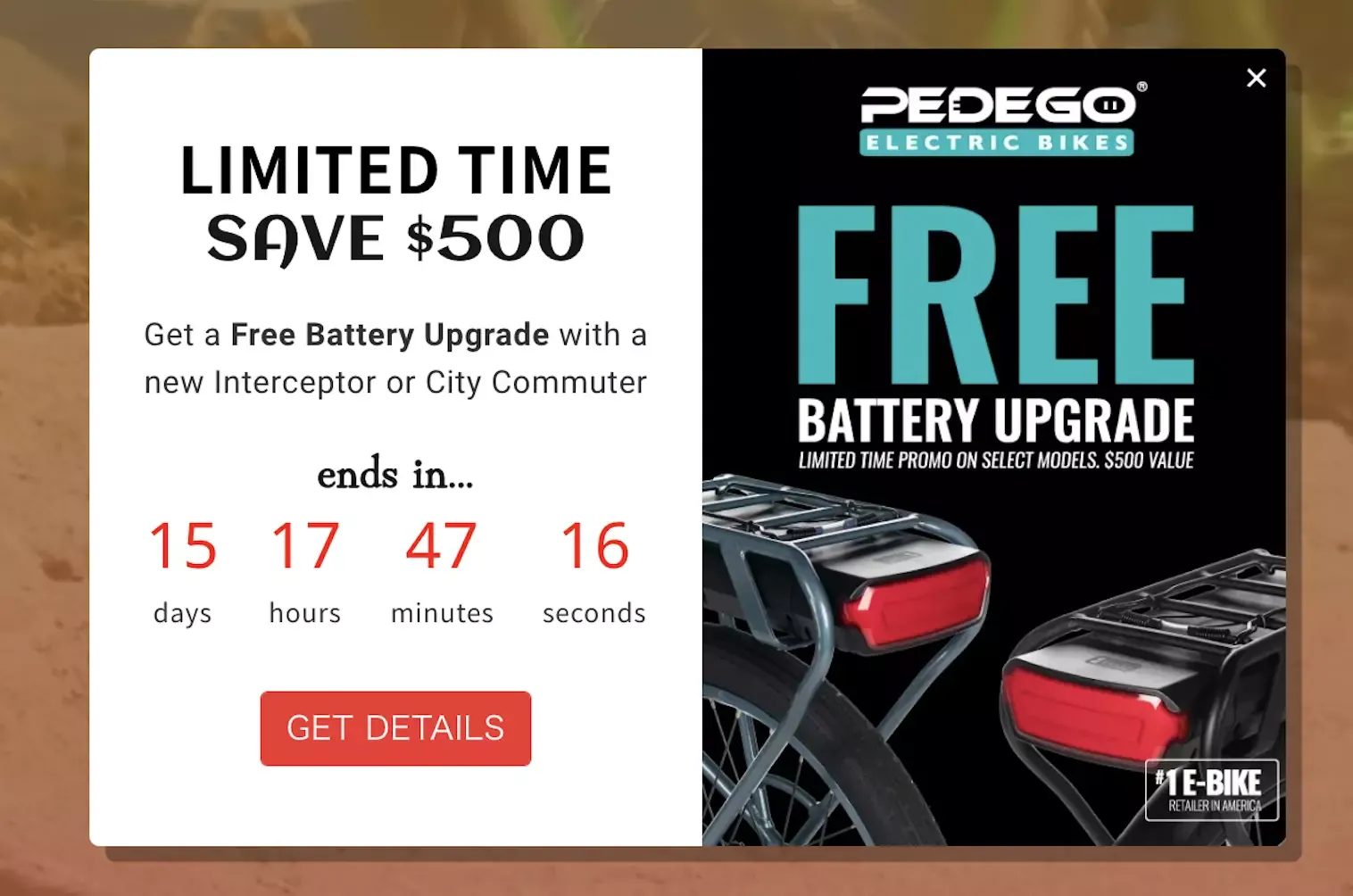 countdown timer popup made with wisepops