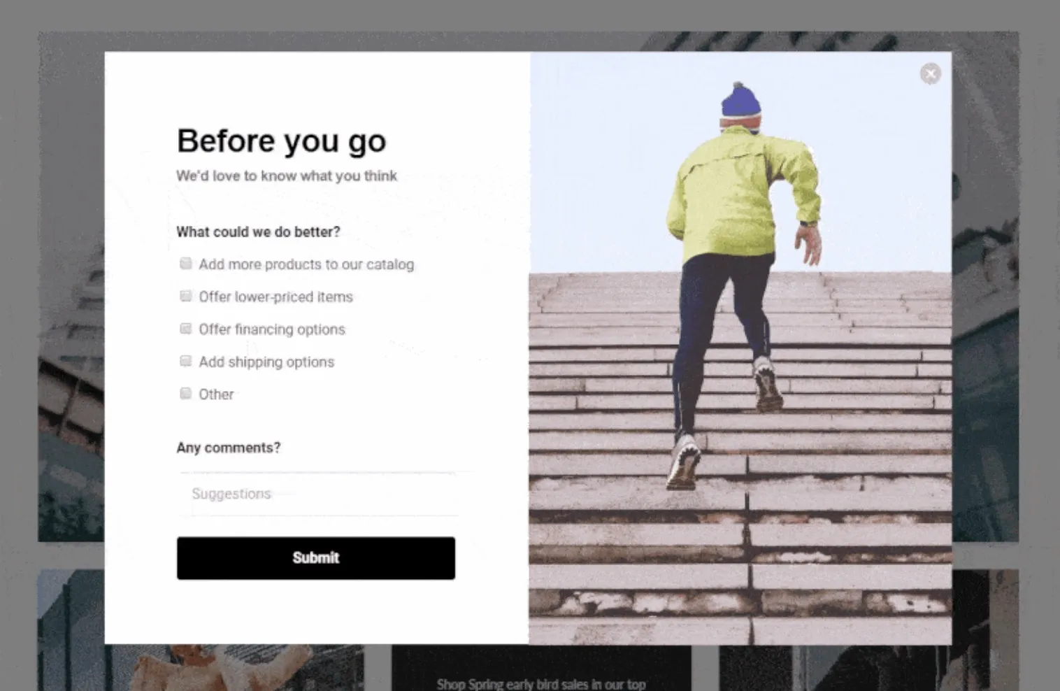 An example of popup survey