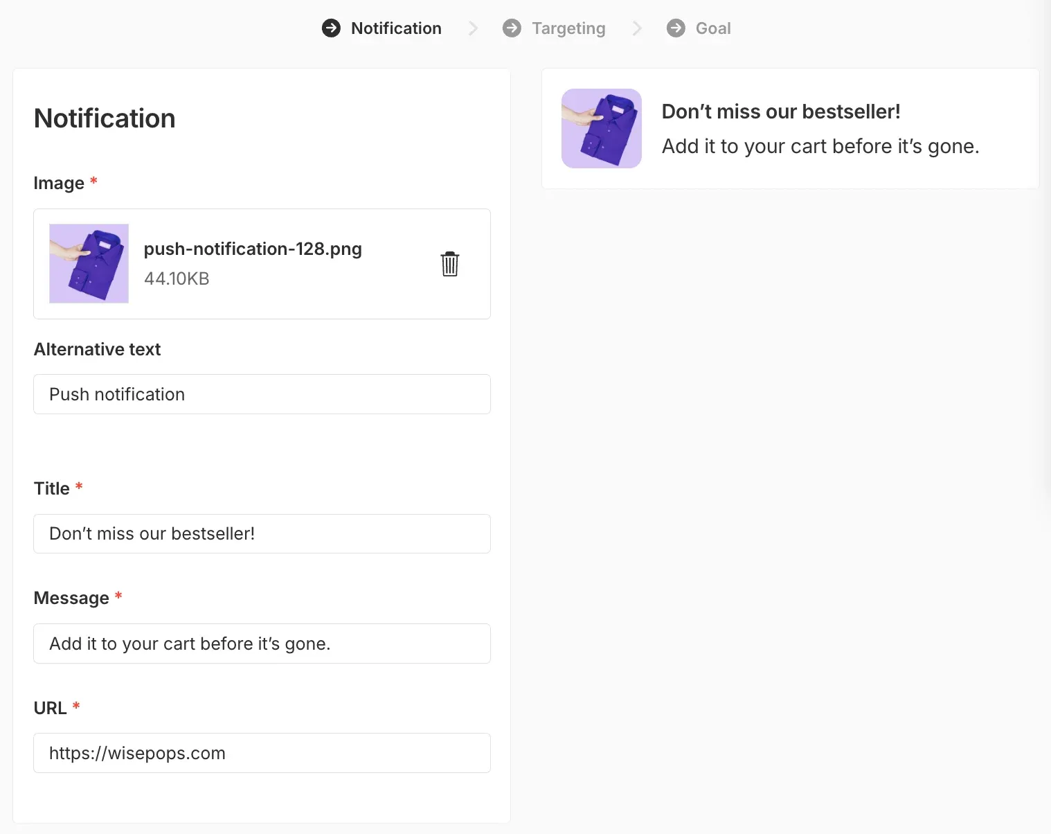 creating a push notification