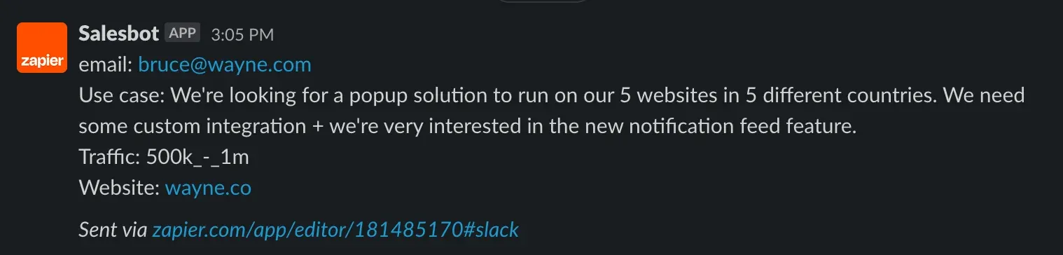 zapier message in slack