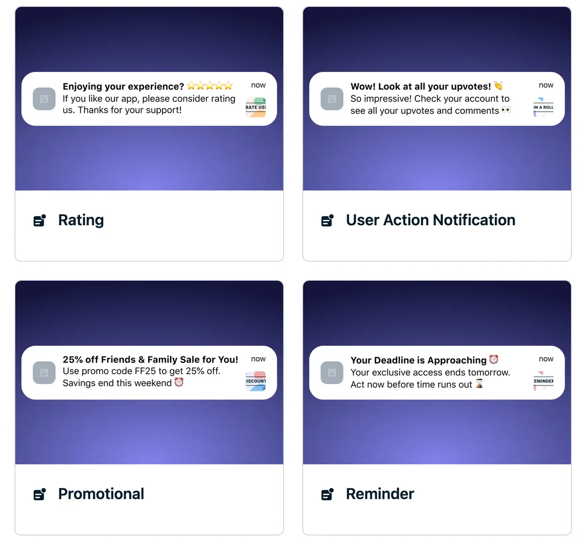 OneSignal push templates