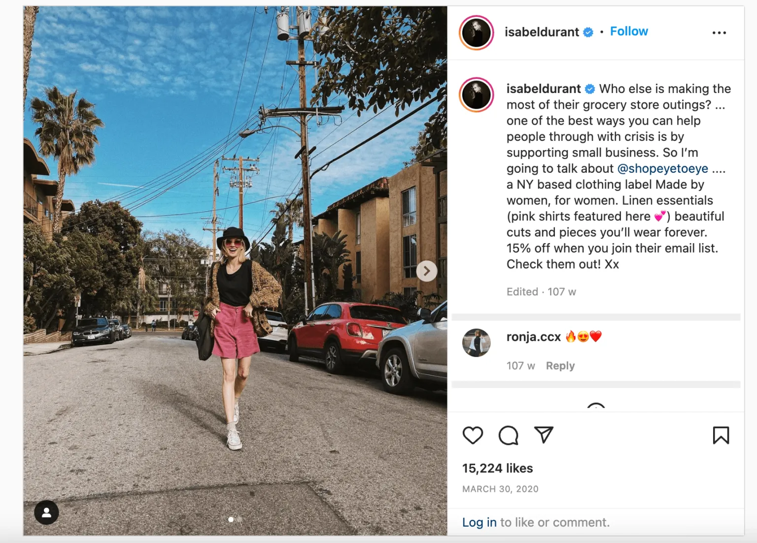 social media influencer post