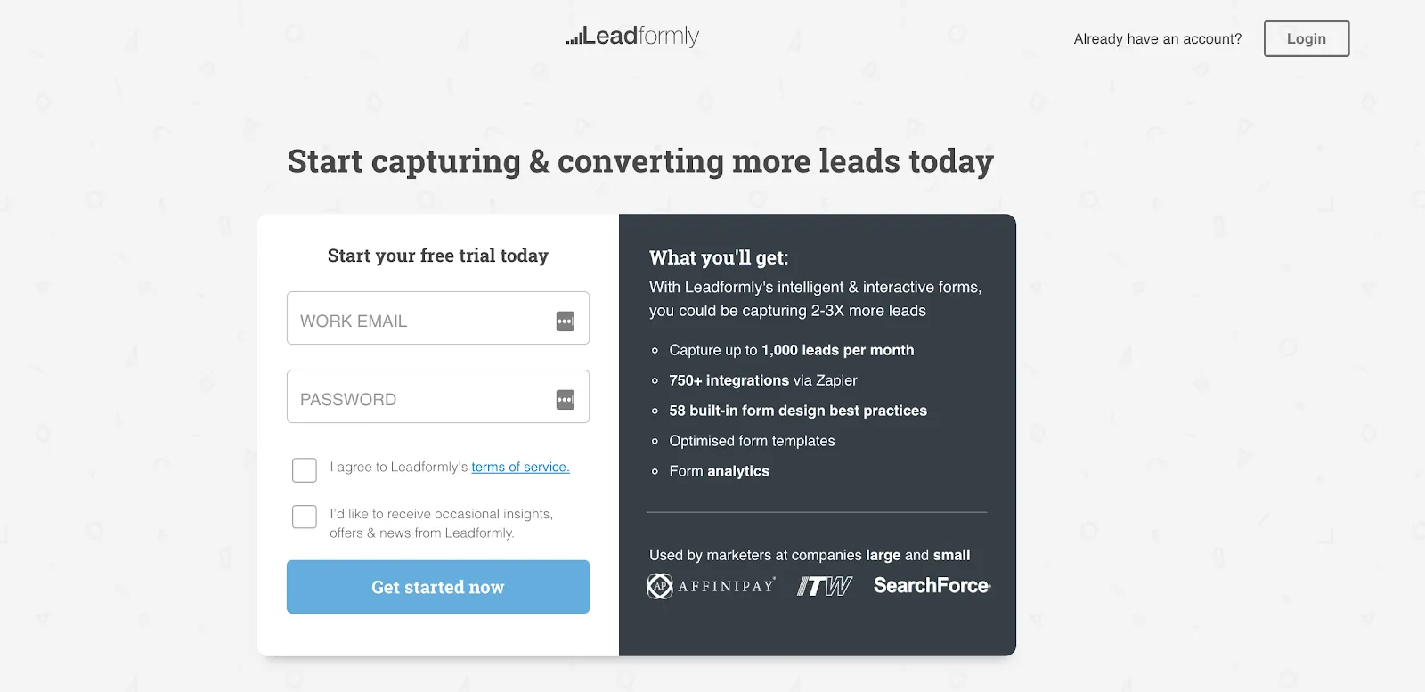 Leadformly's lead generation form