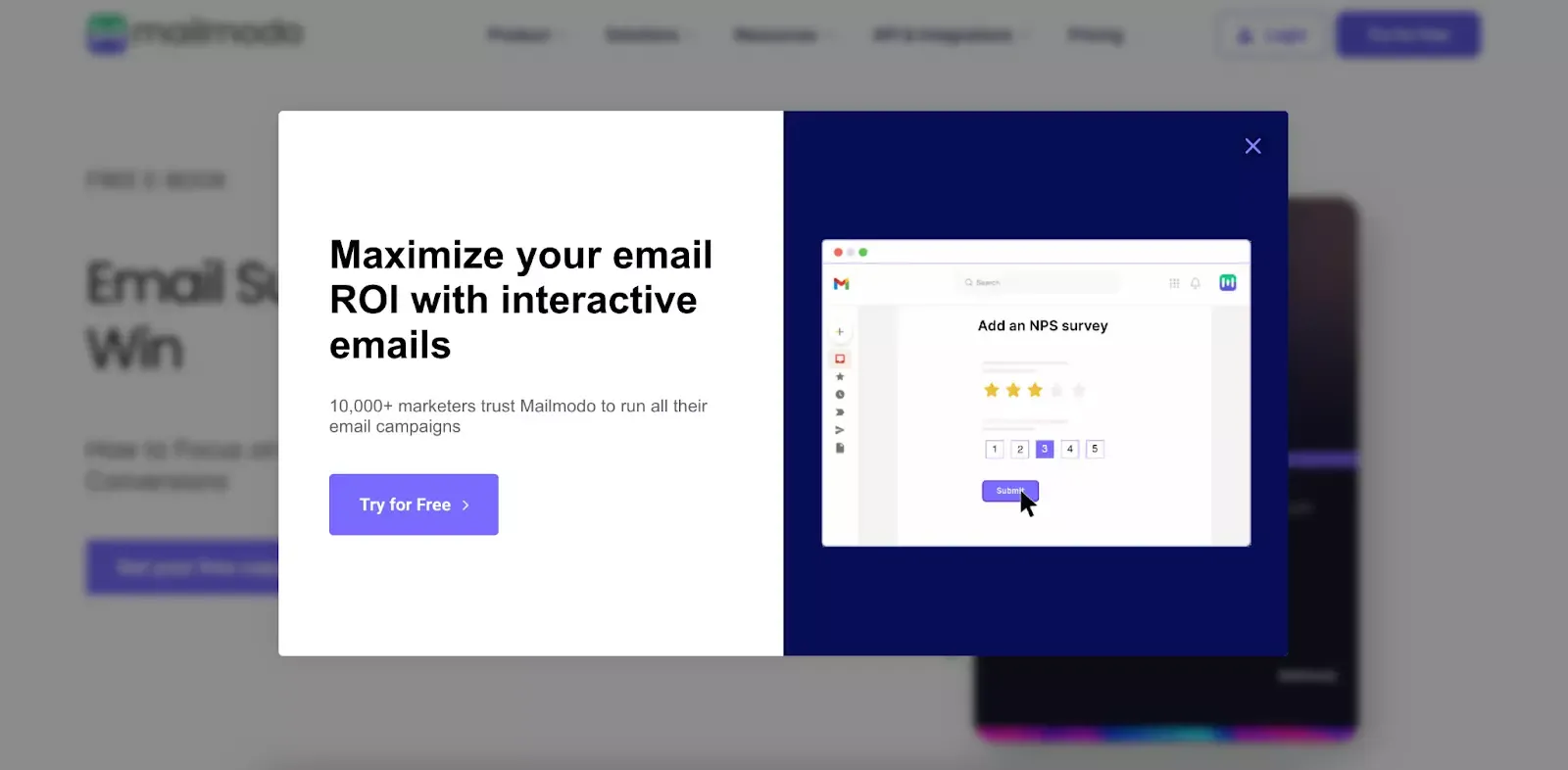 free trial saas popup example