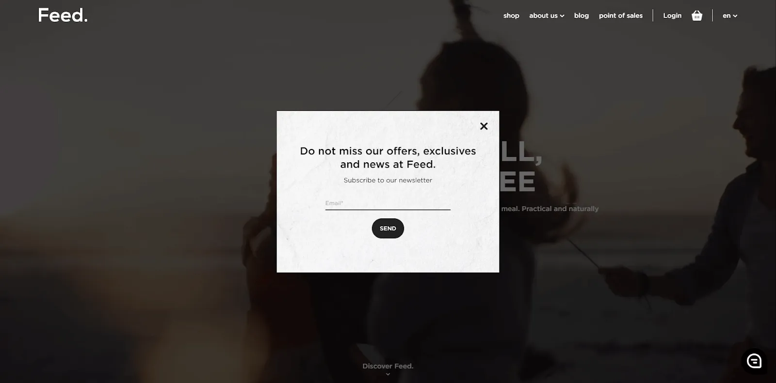 feedsmartfood.com's opt-in popup