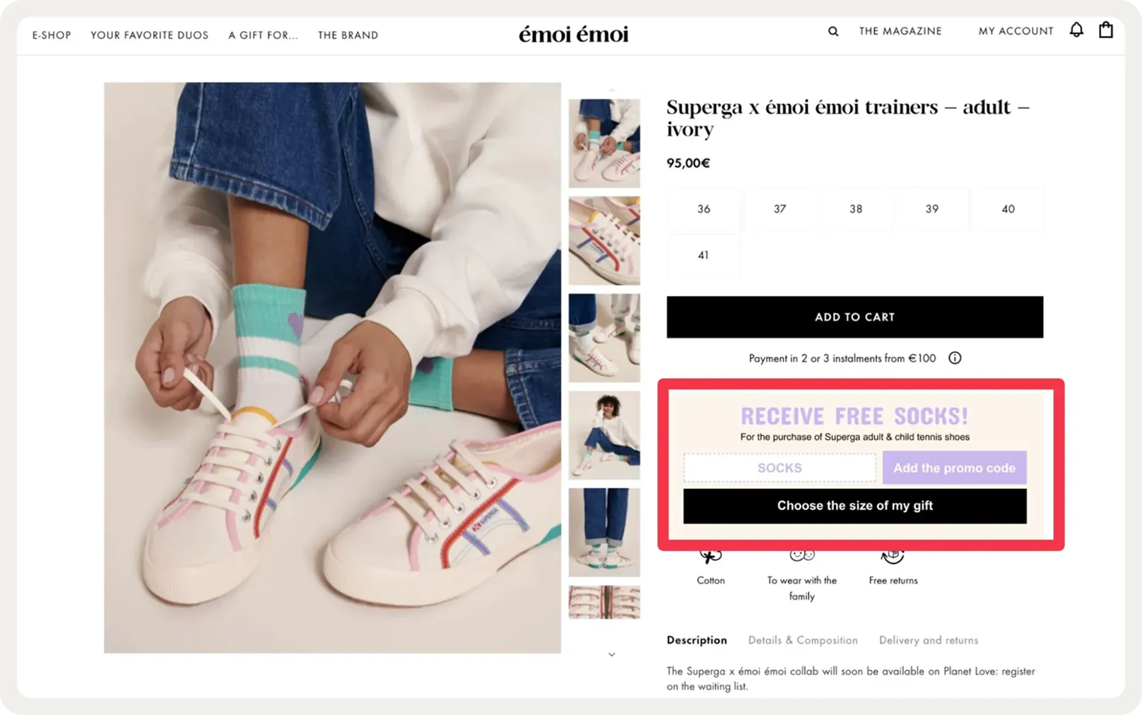 Wisepops embed on the émoi émoi site, styled to match the surrounding page