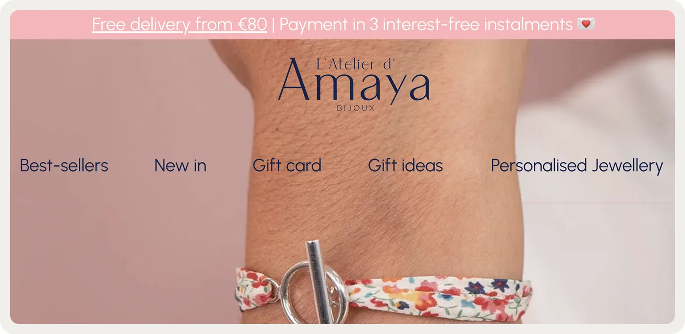 L'Atelier d'Amaya tiered spend threshold campaign with free delivery and an end date