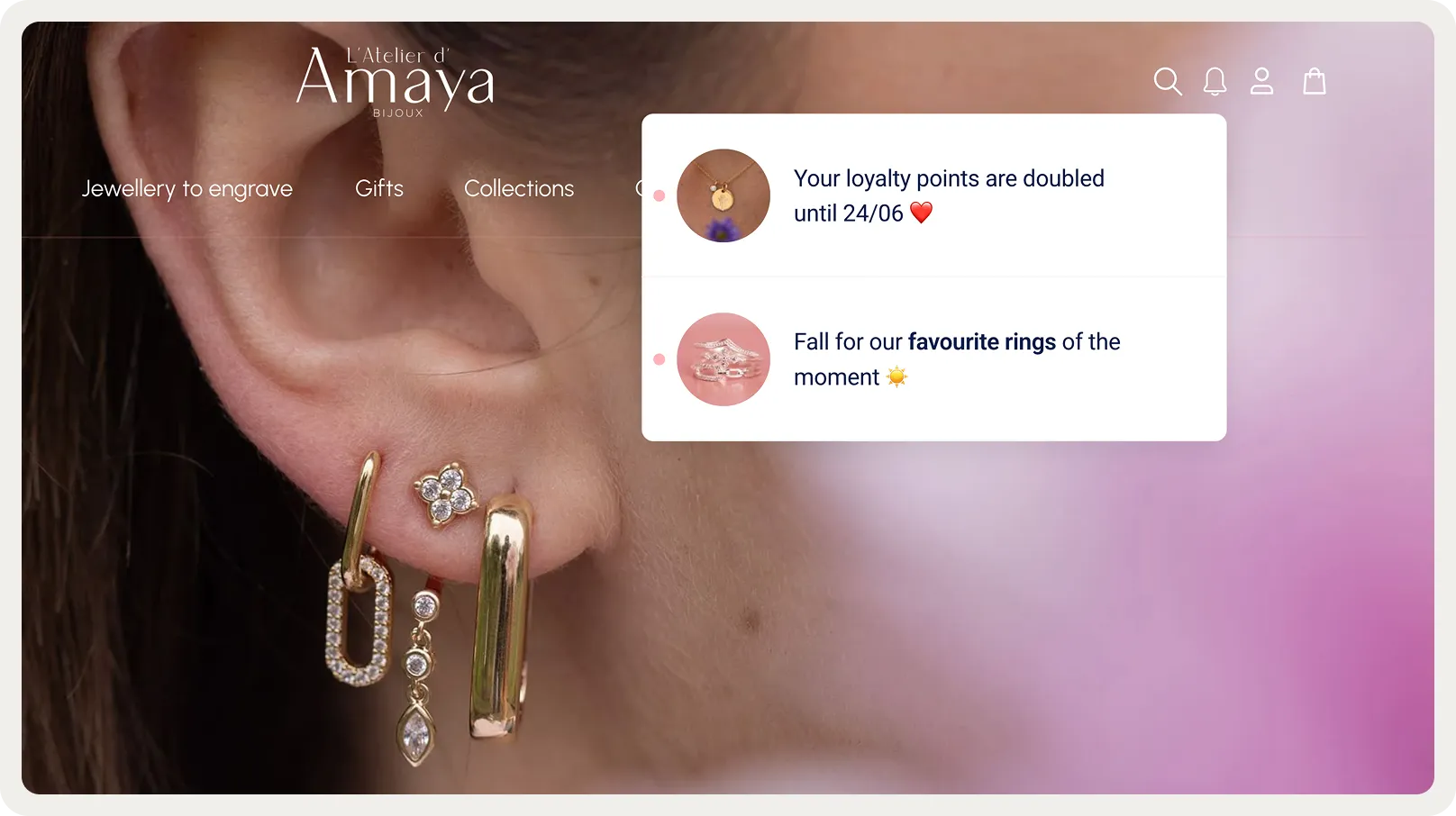 L'Atelier d'Amaya onsite feed highlighting offers to engaged shoppers