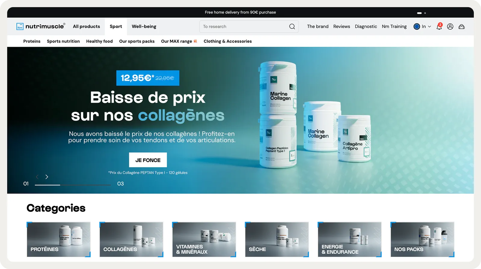 Nutrimuscle Shopify store homepage