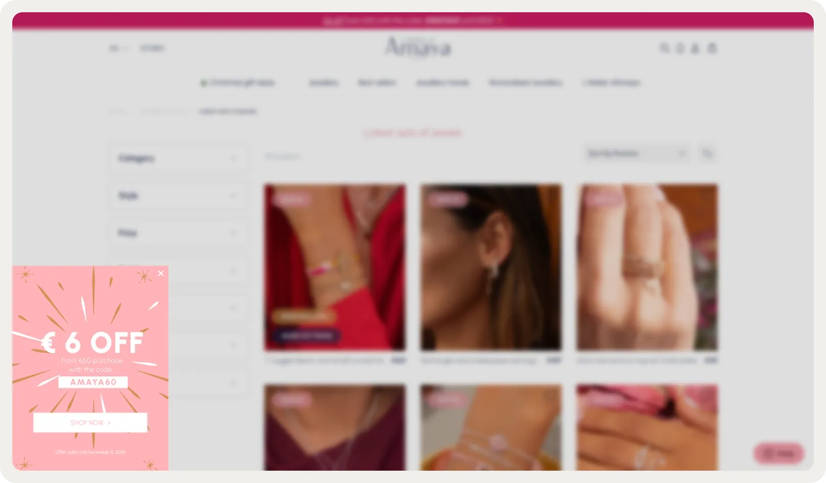 Offer shown to a returning visitor while browsing product pages