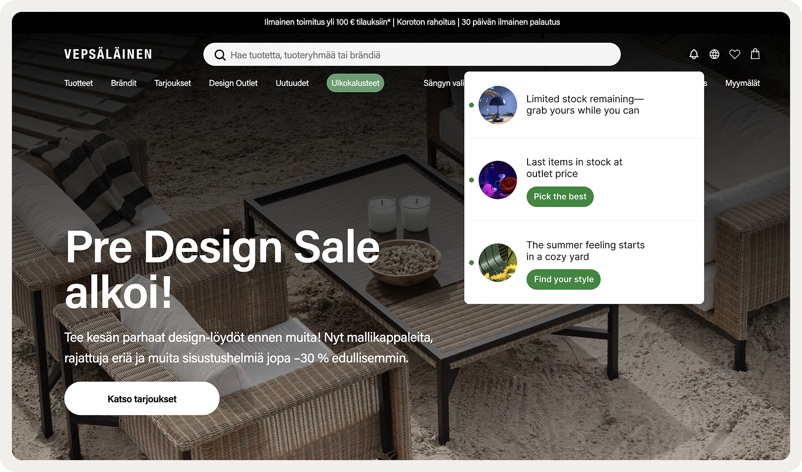 Vepsalainen homepage onsite feed