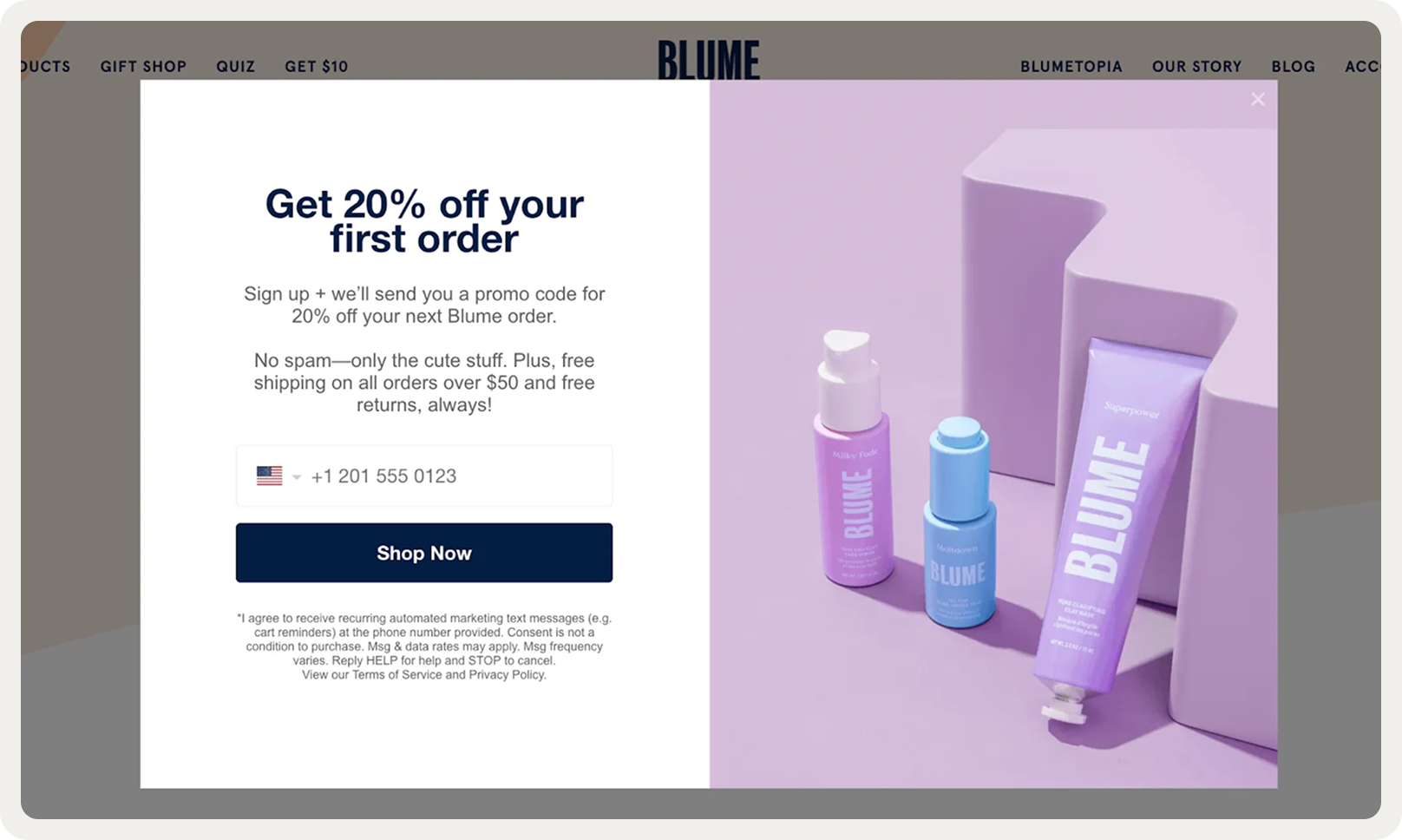 blume email capture campaign