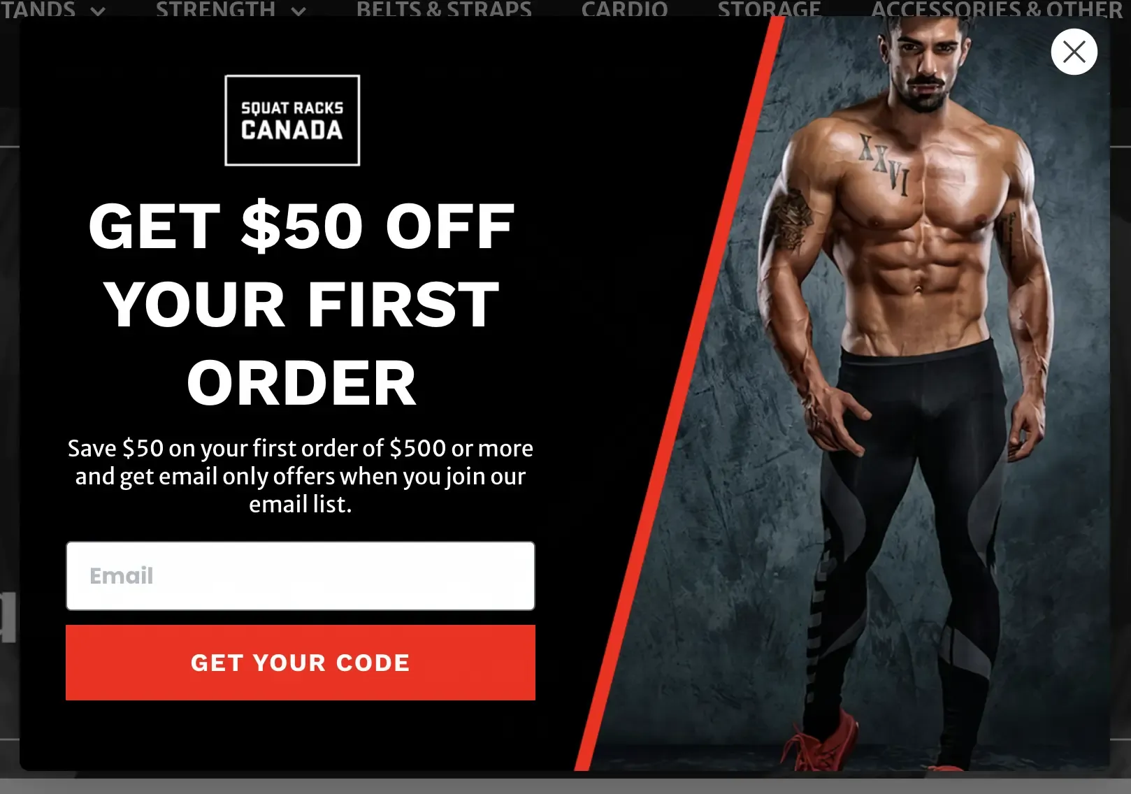 Squatracks Canada email newsletter popup