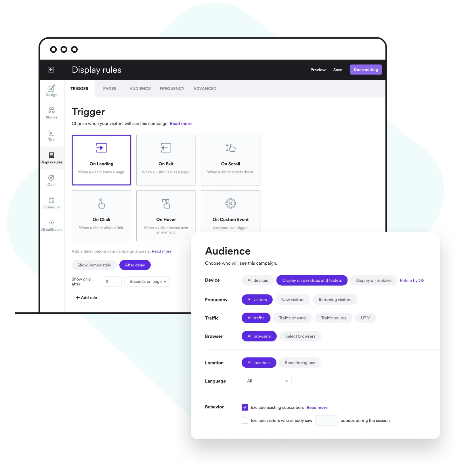 wisepops targeting and personalisation options