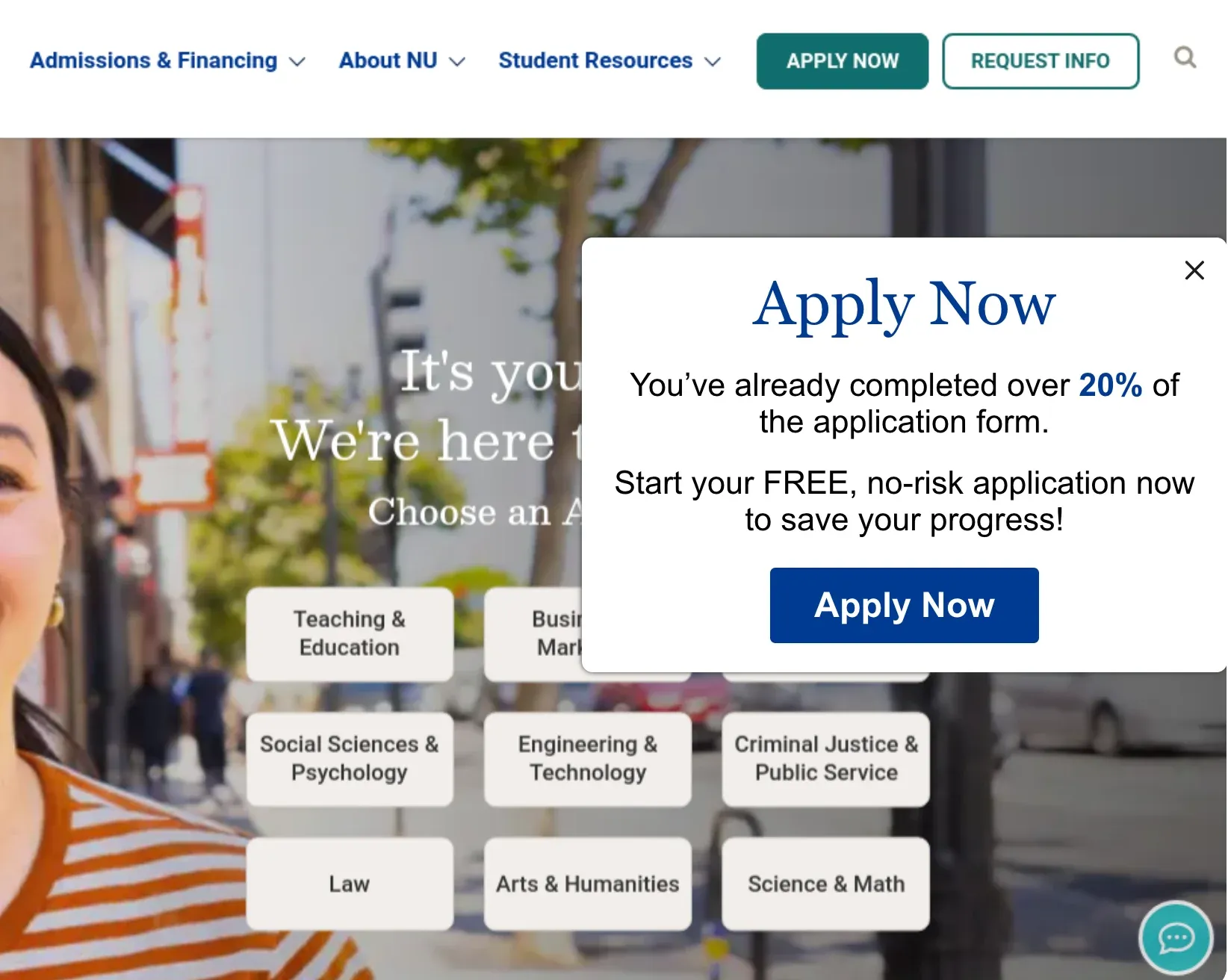 reminder about incomplete university application