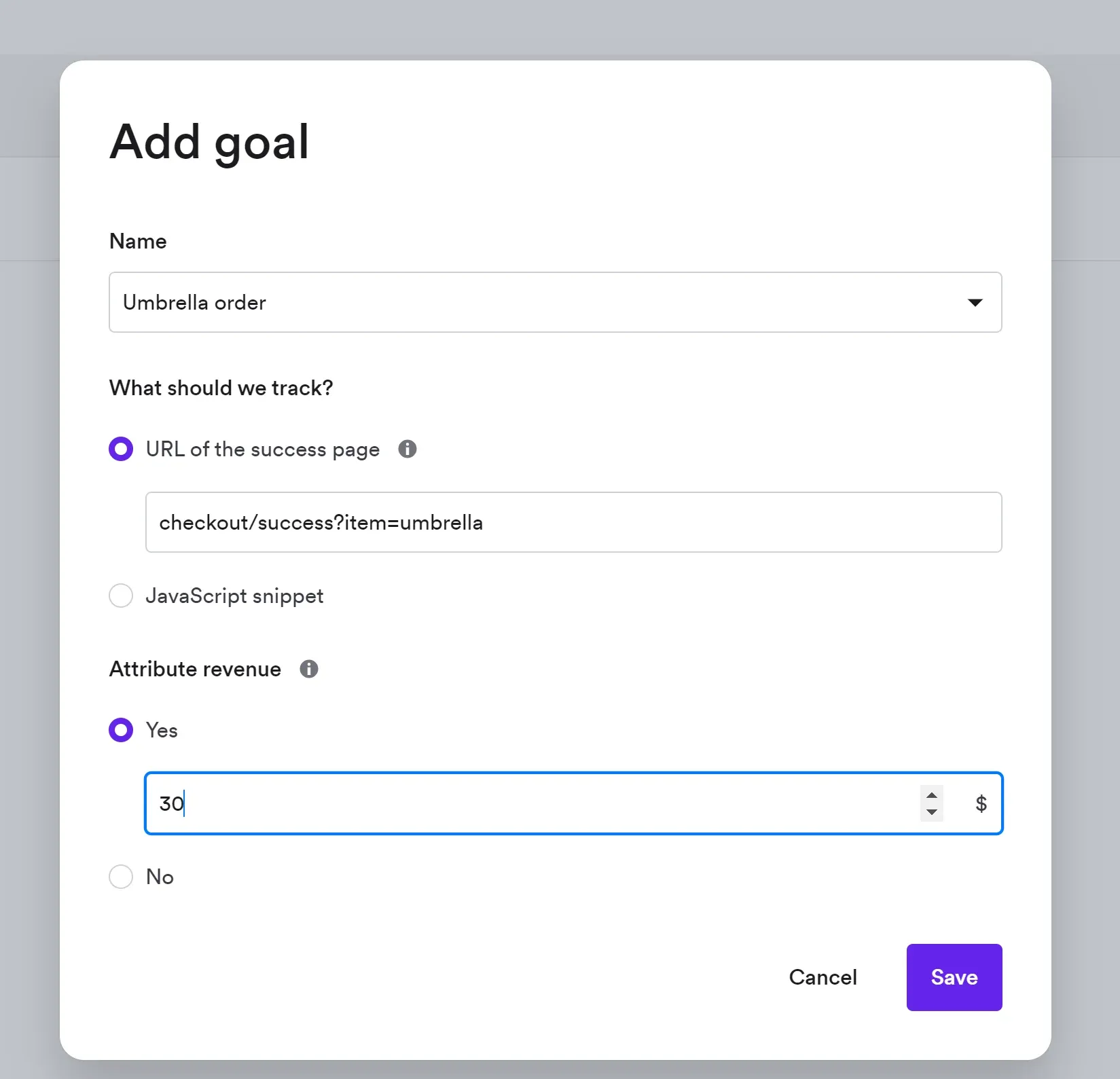 goal and revenue tracking wisepops