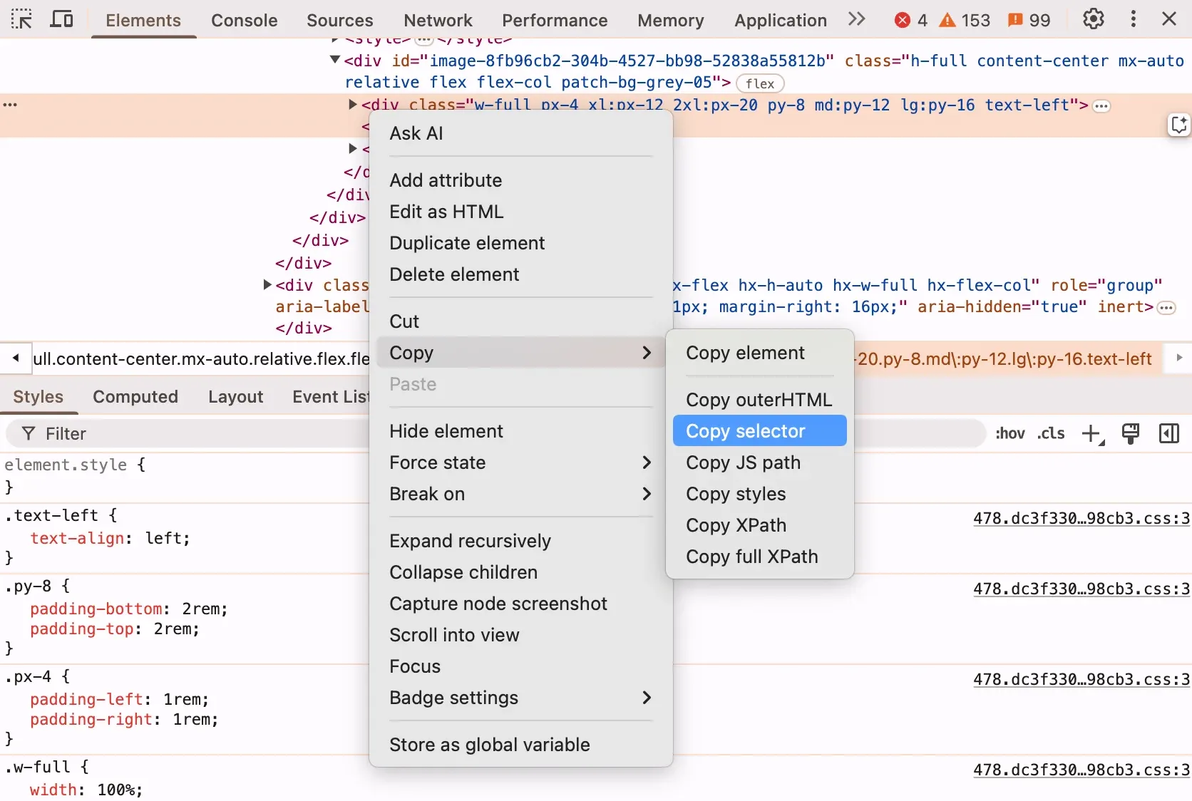 copying selector