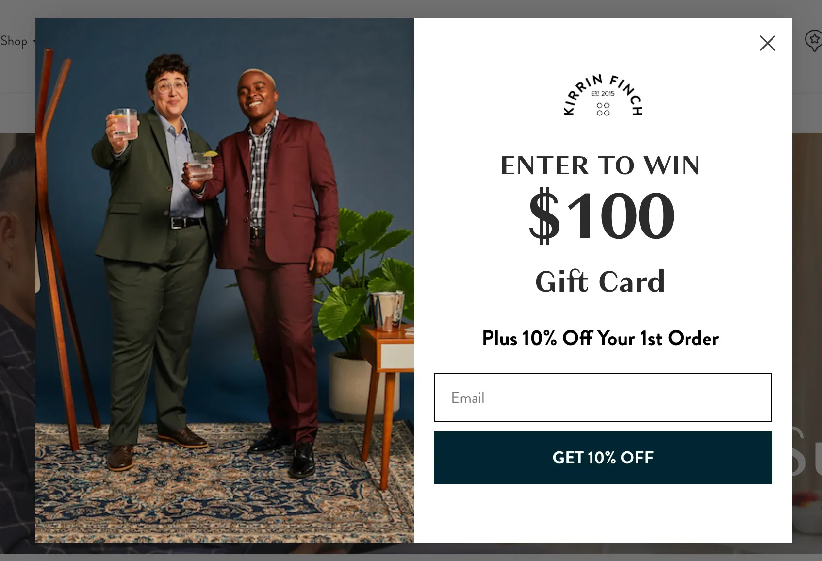 a gift card popup