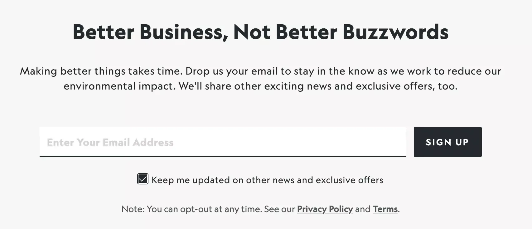 Example of signup form