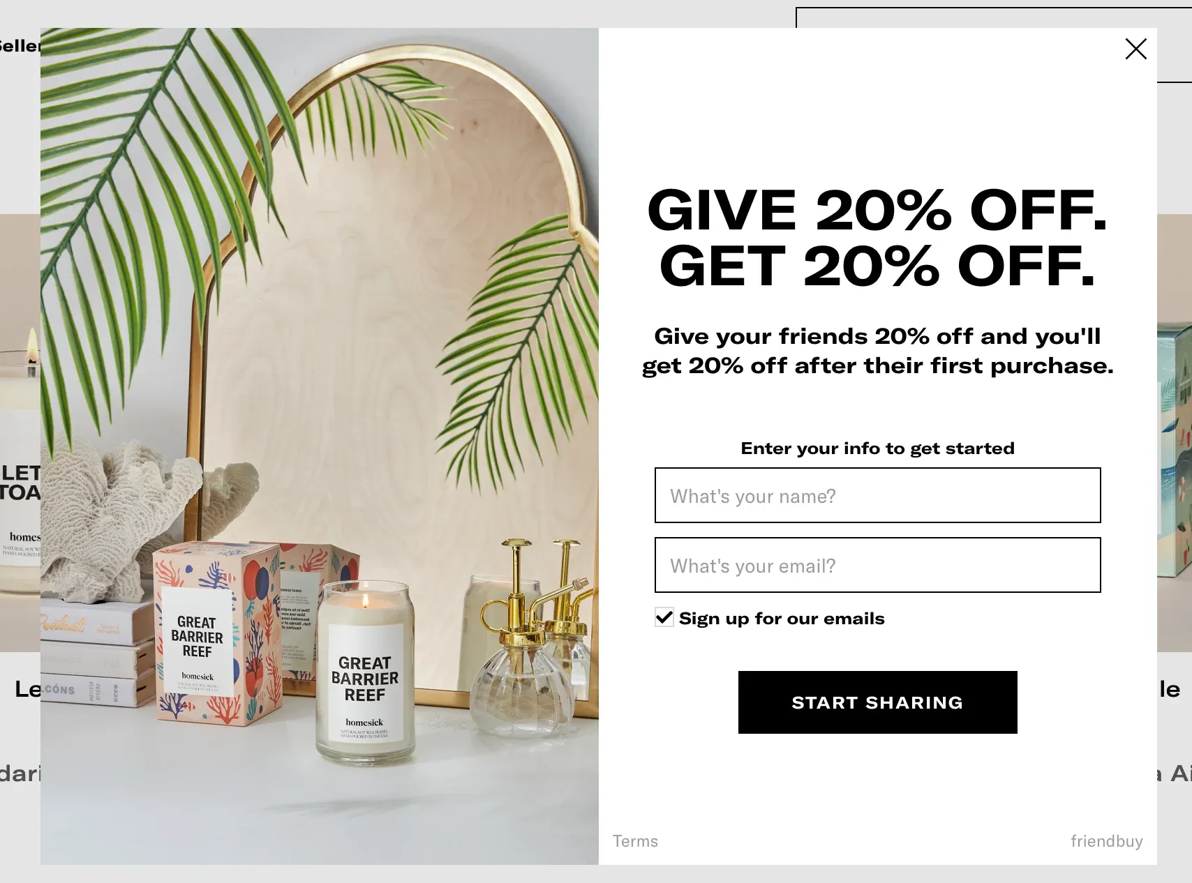 Referral program popup