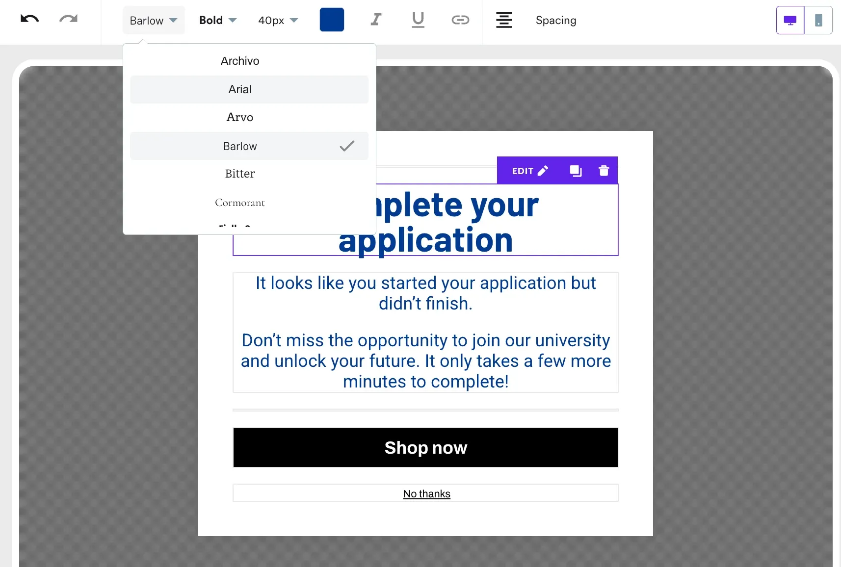 selecting fonts