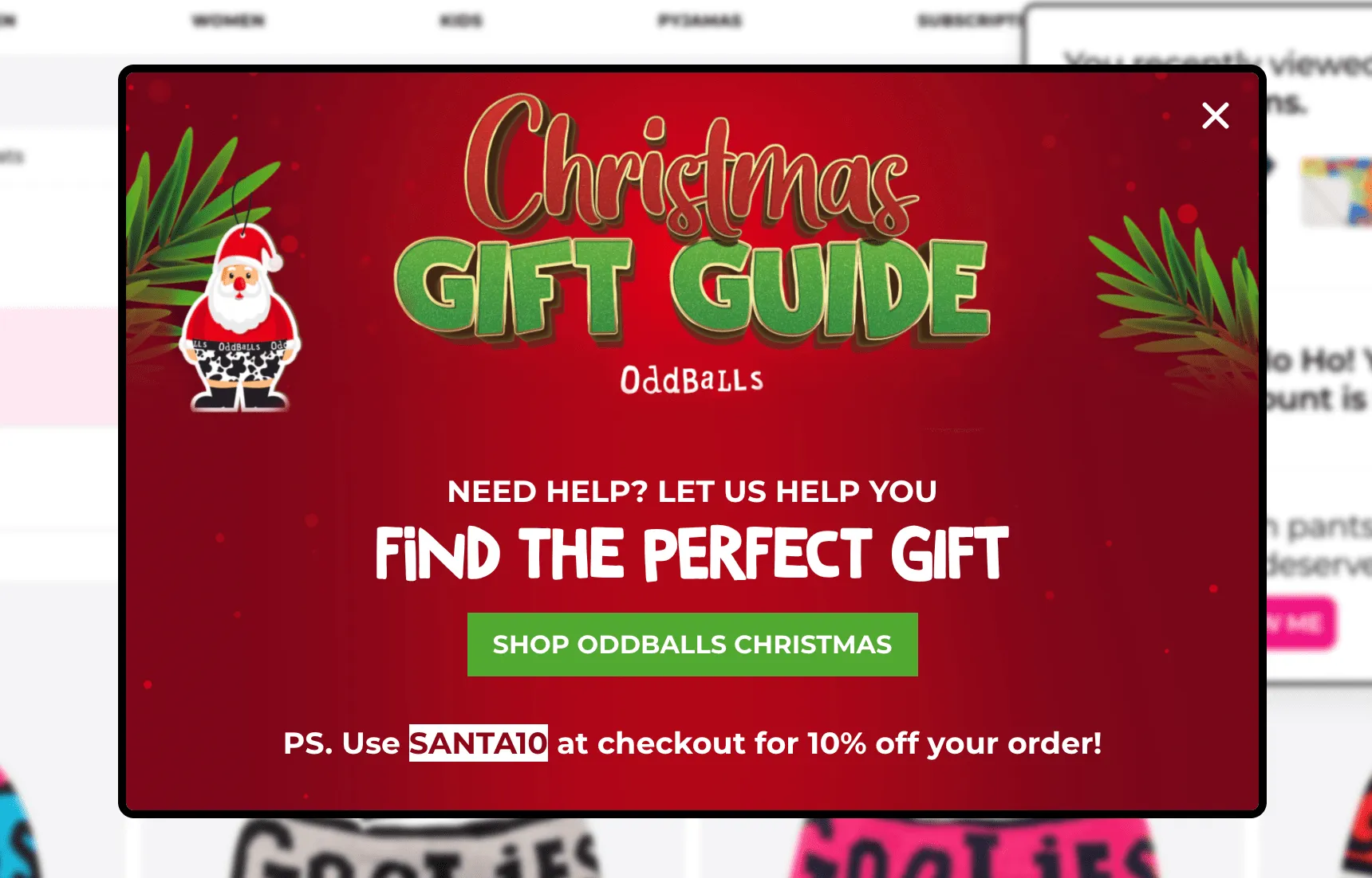 gift guide popup