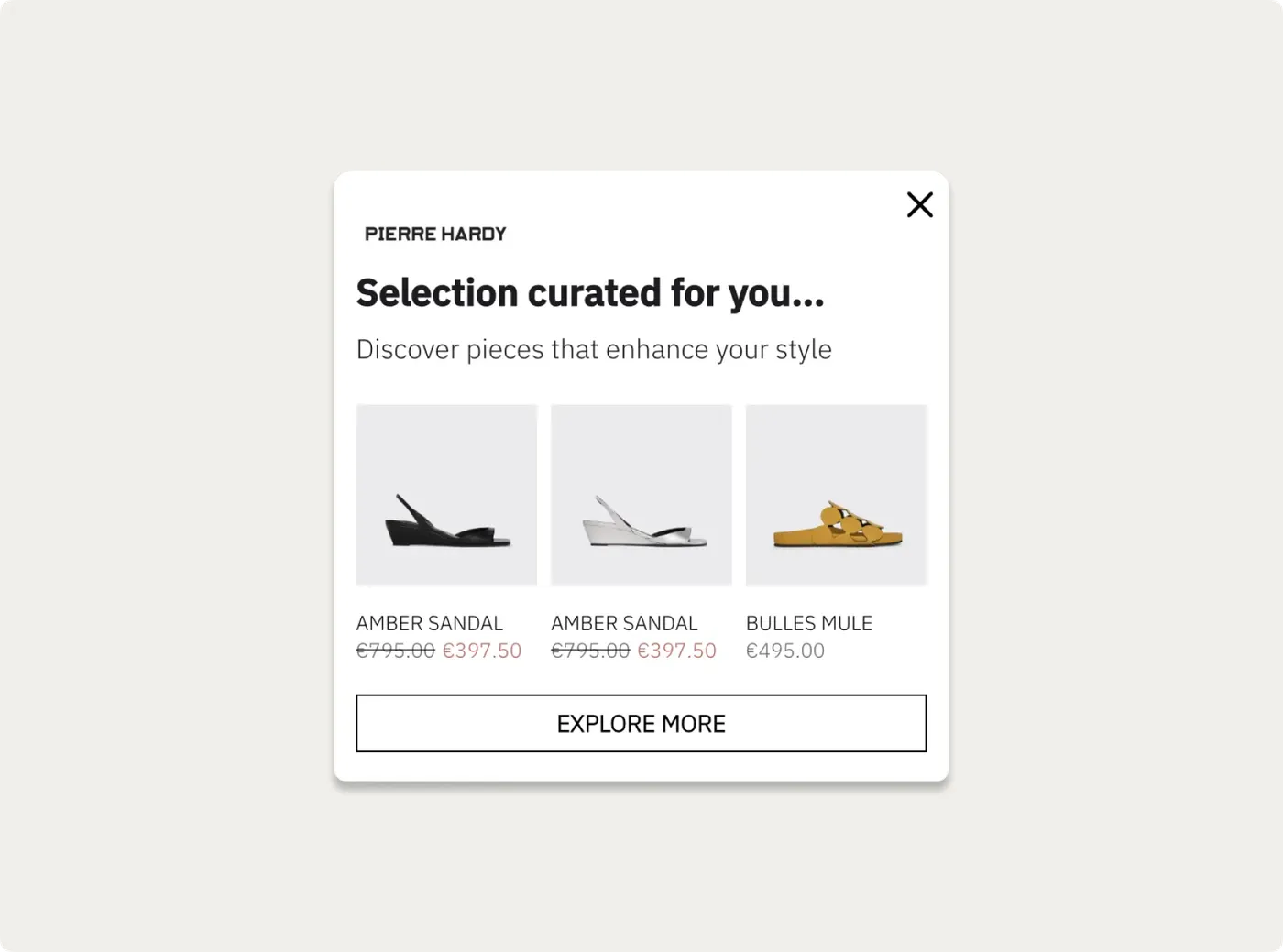 Pierre Hardy product recommendations based on browsing history