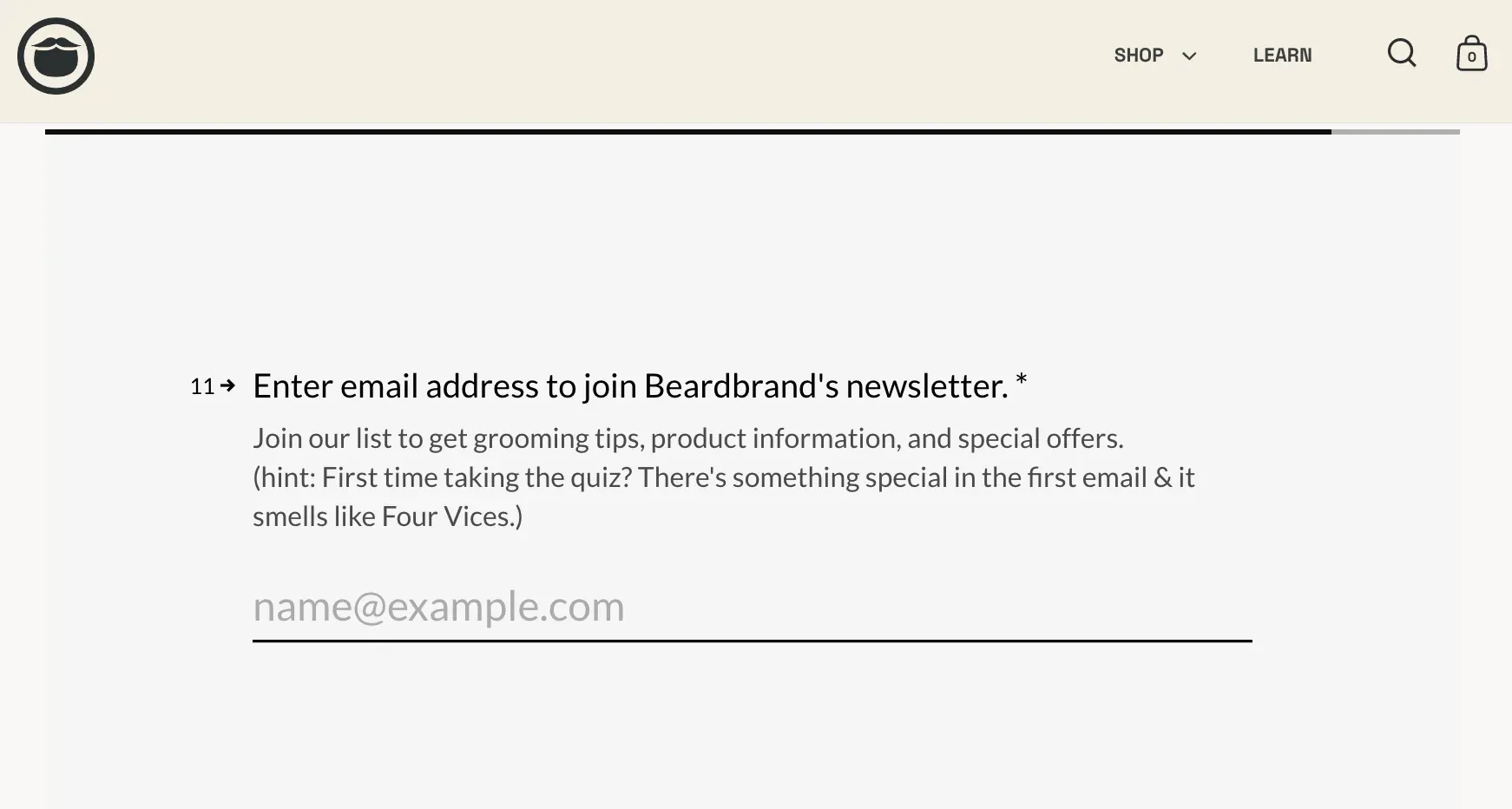 quiz email collection form