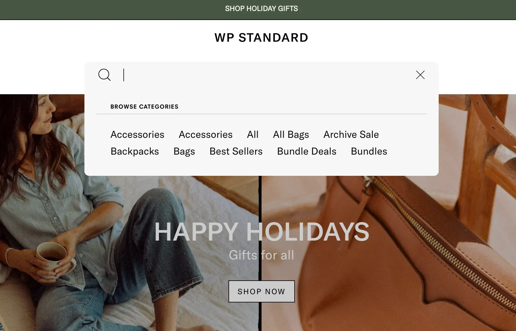 search bar on WP Standard