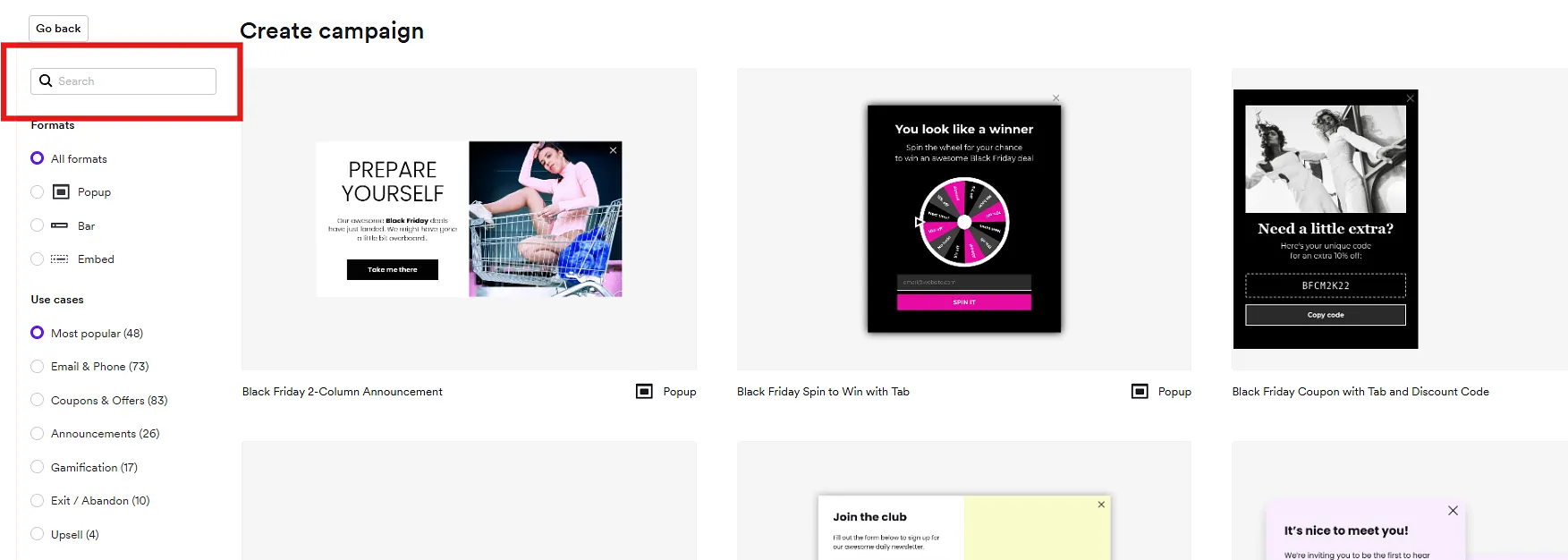 search wisepops popup library