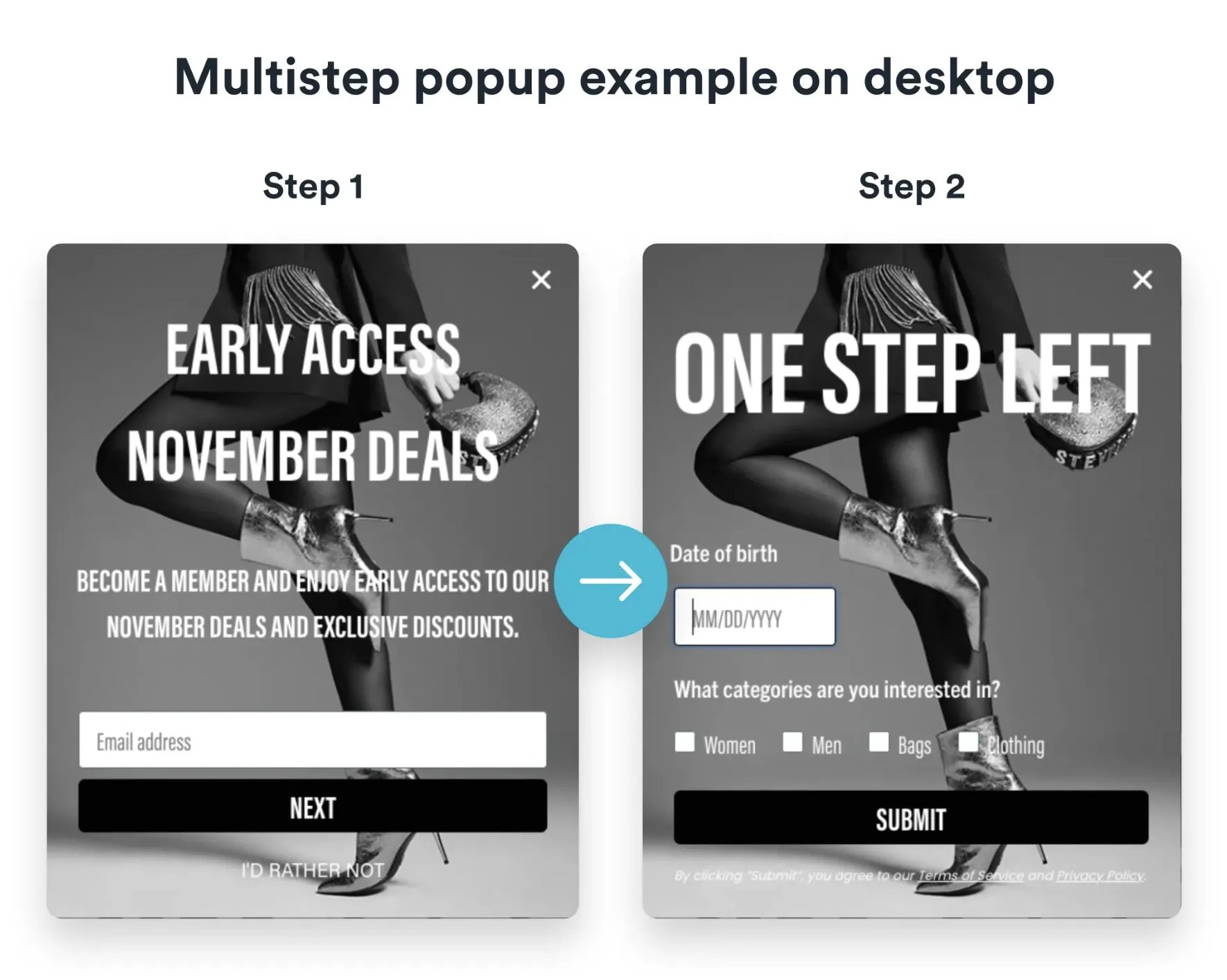multistep popup